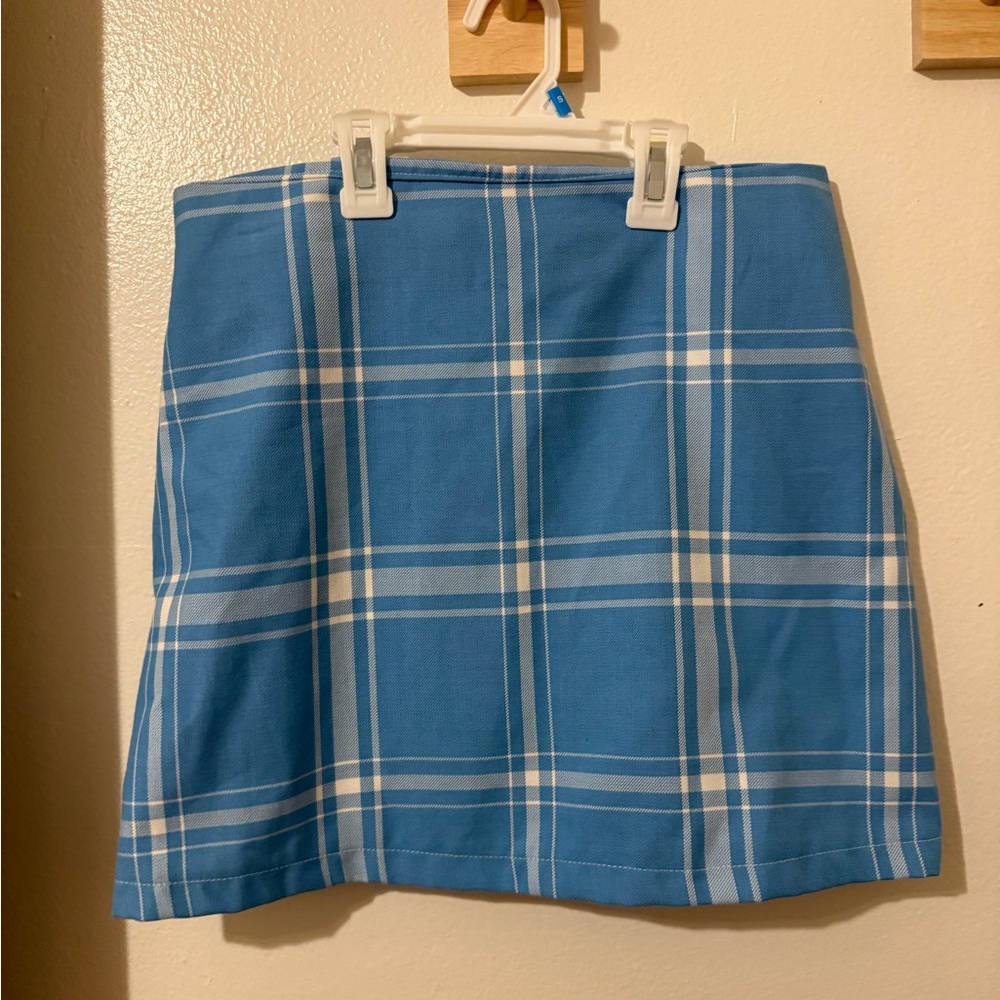 Love Too True Blue Plaid Skirt